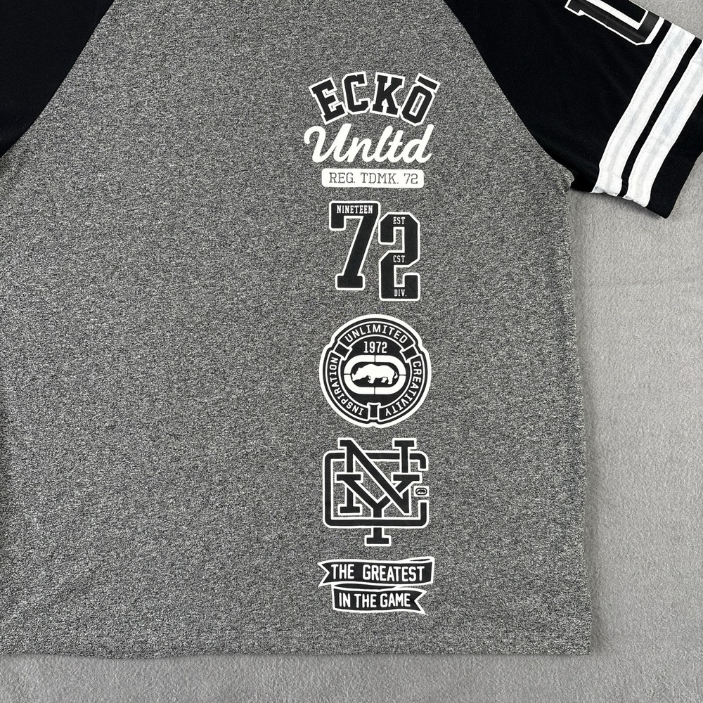 Ecko Unltd T-Shirt Men L Gray Black Graphic Tee Logo Streetwear 90s Vibe Y2K - Picture 3 of 10